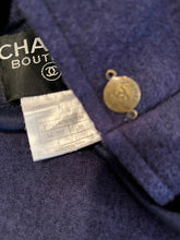 Load image into Gallery viewer, Chanel Vintage 97A 1997 Fall Navy Blue Red Trim Long Heavy Wool Winter Coat FR 38 US 4