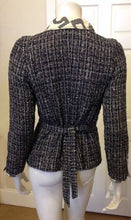 Load image into Gallery viewer, Chanel 2006 Spring, 06P Cotton tweed brown black white Blazer camellia jacket US 10/12