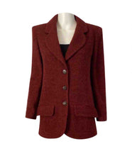 Load image into Gallery viewer, 97A, 1997 Fall Vintage Chanel Mahogany Rust Boucle Blazer Jacket FR 38