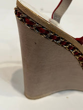 Load image into Gallery viewer, Chanel 14P 2014 Spring Patent Leather Red Chain Wedge Heel Sandals EU 38.5 US 7.5