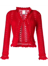 Load image into Gallery viewer, Chanel 04P 2004 Spring Red Crochet Cardigan FR 38 US 4/6