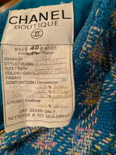 Load image into Gallery viewer, 93P, 1993 Spring Rare Chanel Vintage Turquoise Pink Tweed Jacket FR 40 US 4/6