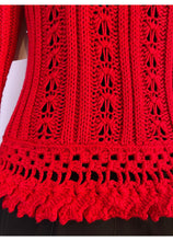 Load image into Gallery viewer, Chanel 04P 2004 Spring Red Crochet Cardigan FR 38 US 4/6