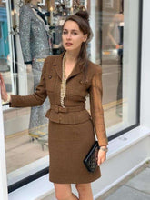 Load image into Gallery viewer, Chanel 96A 1996 Fall Chanel Vintage Brown Belted Skirt Suit Set FR 42