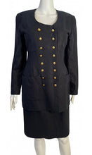 Load image into Gallery viewer, Rare Amazing 22 Buttons 1990 Vintage Chanel Black Linen Skirt Suit FR 38
