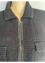 Load image into Gallery viewer, Rare Chanel Black Tweed Textured Skirt Suit w Chains/Zippers FR 44 US 8/10