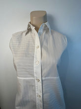 Load image into Gallery viewer, Chanel Identification 00T 2000 White Collared Stripe Button Down Blouse FR 34