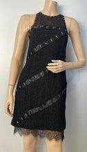 Load image into Gallery viewer, Chanel 2003 Fall 03A Snap Collection Black Tweed Boucle Satin with Camellia lace dress US 4