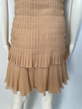 Load image into Gallery viewer, Vintage 2002 Chanel 2 piece beige silk chiffon pleated accordion dress set US 6