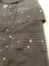 Load image into Gallery viewer, Chanel 2003 Fall 03A Snap Collection black silk chiffon blouse top FR 42 US 6/8