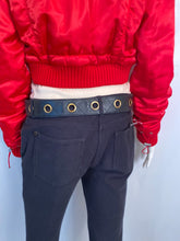 Load image into Gallery viewer, Vintage Chanel Belt Black Quilted Grommets Leather gold Chain Size 75/30