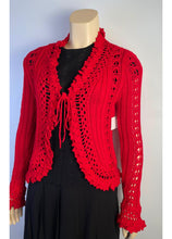 Load image into Gallery viewer, Chanel 04P 2004 Spring Red Crochet Cardigan FR 38 US 4/6