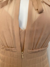 Load image into Gallery viewer, Vintage 2002 Chanel 2 piece beige silk chiffon pleated accordion dress set US 6