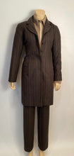 Load image into Gallery viewer, Vintage Chanel Identification 99A, 1999 Fall Gray Brown Pinstripe Pant Suit Set FR 34 US 2