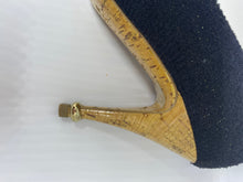 Load image into Gallery viewer, Chanel 12C 2012 Cruise Resort black wool interlocking CC crystal cork screw heels pumps US 7.5/8