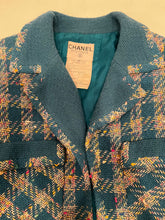 Load image into Gallery viewer, 93P, 1993 Spring Rare Chanel Vintage Turquoise Pink Tweed Jacket FR 40 US 4/6