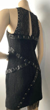 Load image into Gallery viewer, Chanel 2003 Fall 03A Snap Collection Black Tweed Boucle Satin with Camellia lace dress US 4