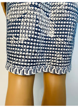 Load image into Gallery viewer, Chanel 14P 2014 Spring Navy Blue White Geometric Sheath Dress FR 40 US 6/8