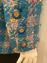 Load image into Gallery viewer, 93P, 1993 Spring Rare Chanel Vintage Turquoise Pink Tweed Jacket FR 40 US 4/6