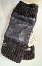 Load image into Gallery viewer, NWT Chanel 2016 16B Leather Cashmere Navy/Black/Dark Grey Fingerless Gloves Size 8