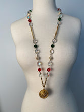 Load image into Gallery viewer, Chanel 98P 1998 Spring Vintage Gripoix Pearl Gold Metal Long Logo Necklace