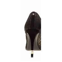 Load image into Gallery viewer, Chanel short boot bootie black lace mesh pearl high heels EU 41 US 10