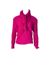 Load image into Gallery viewer, Chanel 2012 Fall 12A Pink Fuchsia Sweater w attached Scarf FR 34