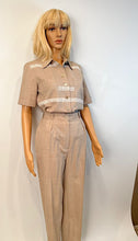 Load image into Gallery viewer, Vintage Chanel 1997 Khaki Blouse Pants Summer Wool Set FR 34