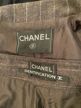 Load image into Gallery viewer, Vintage Chanel Identification 99A, 1999 Fall Gray Brown Pinstripe Pant Suit Set FR 34 US 2