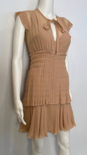 Load image into Gallery viewer, Vintage 2002 Chanel 2 piece beige silk chiffon pleated accordion dress set US 6