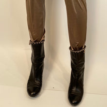 Load image into Gallery viewer, Chanel Black Leather Mid Length Calf CC Chain Logo Boots EU 39.5 US 8.5/9