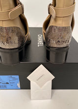 Load image into Gallery viewer, Chanel 2014 Leather Beige Black Logo Short Boots EU 39.5 US 9