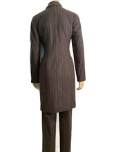 Load image into Gallery viewer, Vintage Chanel Identification 99A, 1999 Fall Gray Brown Pinstripe Pant Suit Set FR 34 US 2