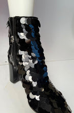 Load image into Gallery viewer, Chanel Black Sequin embellished ankle Boots Booties EU 37 US 6/6.5