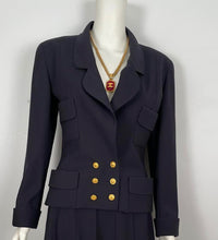 Load image into Gallery viewer, Late 1980’s Vintage Chanel Boutique Double Breasted Dark Navy Jacket FR 36 US 4