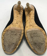 Load image into Gallery viewer, Chanel 12C 2012 Cruise Resort black wool interlocking CC crystal cork screw heels pumps US 7.5/8