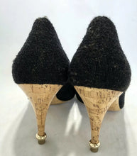 Load image into Gallery viewer, Chanel 12C 2012 Cruise Resort black wool interlocking CC crystal cork screw heels pumps US 7.5/8