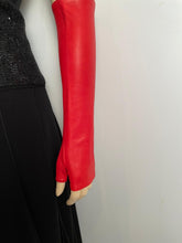 Load image into Gallery viewer, Chanel Fingerless Lambskin Leather Long Red Gloves Size 7.5