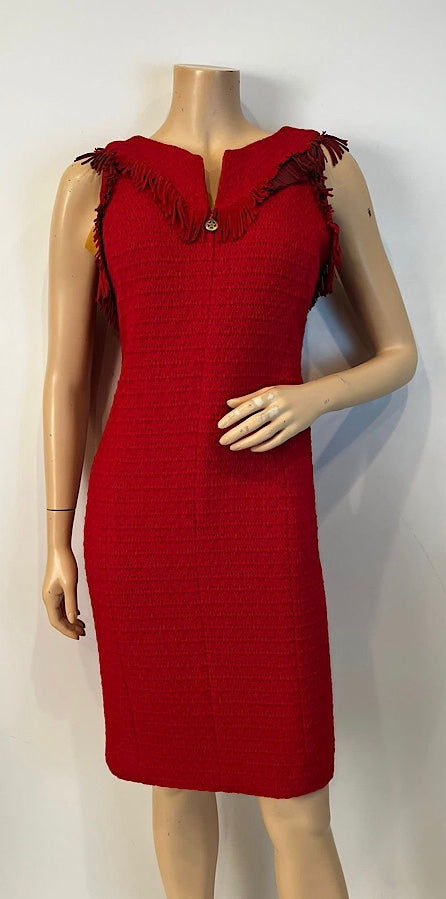 chanel red dress Chanel 14A 2014 Fall Paris-Dallas Red Runway Dress FR 40 US 6 – HelensChanel