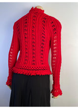 Load image into Gallery viewer, Chanel 04P 2004 Spring Red Crochet Cardigan FR 38 US 4/6