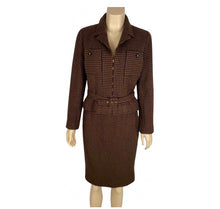 Load image into Gallery viewer, Chanel 96A 1996 Fall Chanel Vintage Brown Belted Skirt Suit Set FR 42