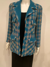 Load image into Gallery viewer, 93P, 1993 Spring Rare Chanel Vintage Turquoise Pink Tweed Jacket FR 40 US 4/6