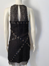 Load image into Gallery viewer, Chanel 2003 Fall 03A Snap Collection Black Tweed Boucle Satin with Camellia lace dress US 4