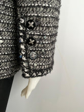 Load image into Gallery viewer, Chanel 06A 2006 Fall Gray Black Sequined Tweed Jacket Blazer FR 44 US 8/10
