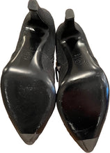 Load image into Gallery viewer, Chanel Black Sparkle Bootie Metal logo Heel Boots EU 38.5 US 8