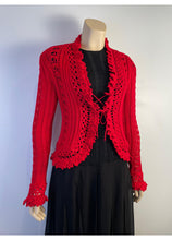 Load image into Gallery viewer, Chanel 04P 2004 Spring Red Crochet Cardigan FR 38 US 4/6