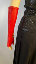 Load image into Gallery viewer, Chanel Fingerless Lambskin Leather Long Red Gloves Size 7.5