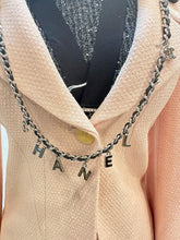 Load image into Gallery viewer, Chanel Charm Letters 2012 Silver Black Leather Chain Link Belt/Necklace
