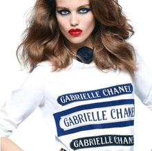 Load image into Gallery viewer, Chanel 17B Red Navy Blue Gabrielle Logo Pullover Sweater FR 46 US 10/12