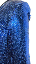 Load image into Gallery viewer, Vintage Chanel Creations 80’s Sequin Blue Metallic Jacket Size 6